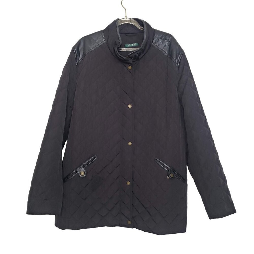 Lauren Ralph Lauren Quilted Field Jacket Equestrian Western Black Womens Size 1X